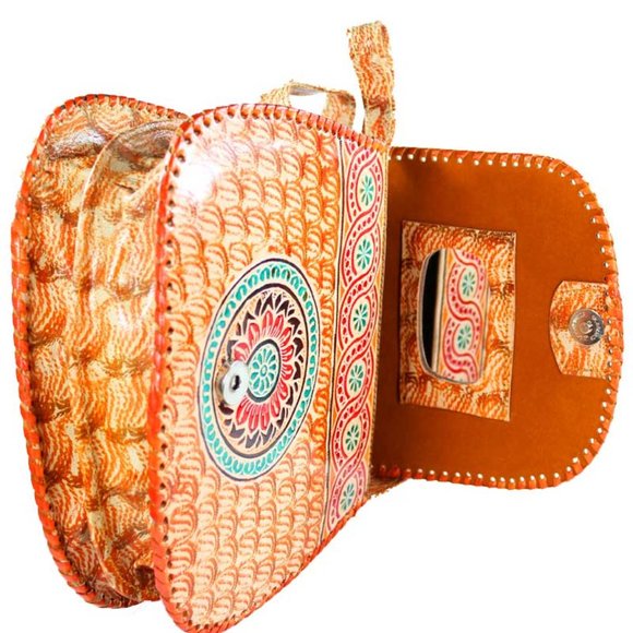 Fire Flower Leather Mandala Purse - Picture 2 of 3